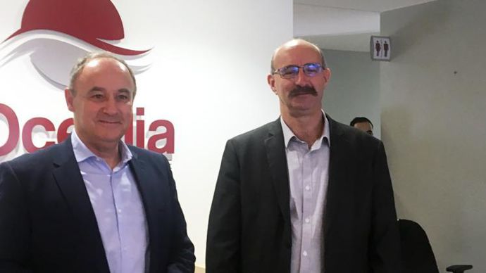 Thierry Lafaye, directeur général (à g.), et Philippe Delusset, président, ont présenté les résultats : Océalia affiche un résultat net de 2,6 M€, soit 0,5 % du CA.